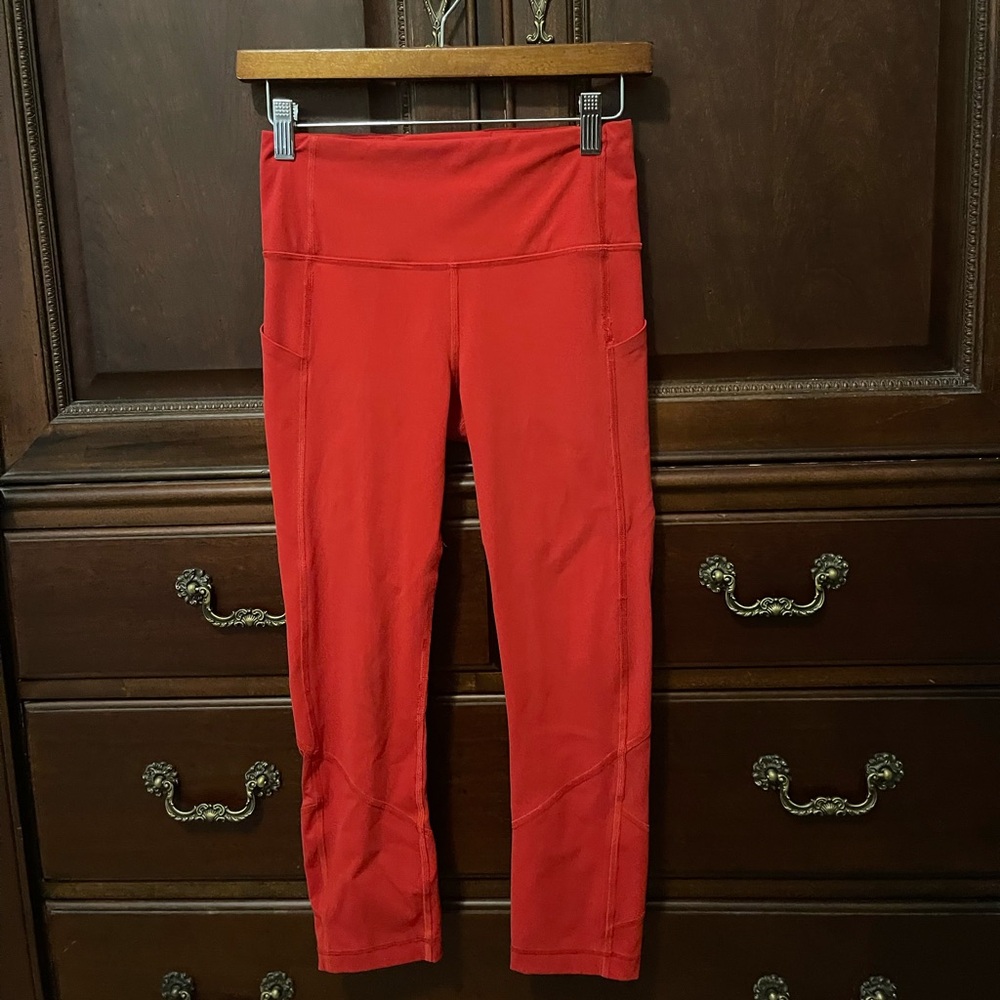 Lululemon Fast & Free Leggings, 23”, Red, Size 4. Great condition.